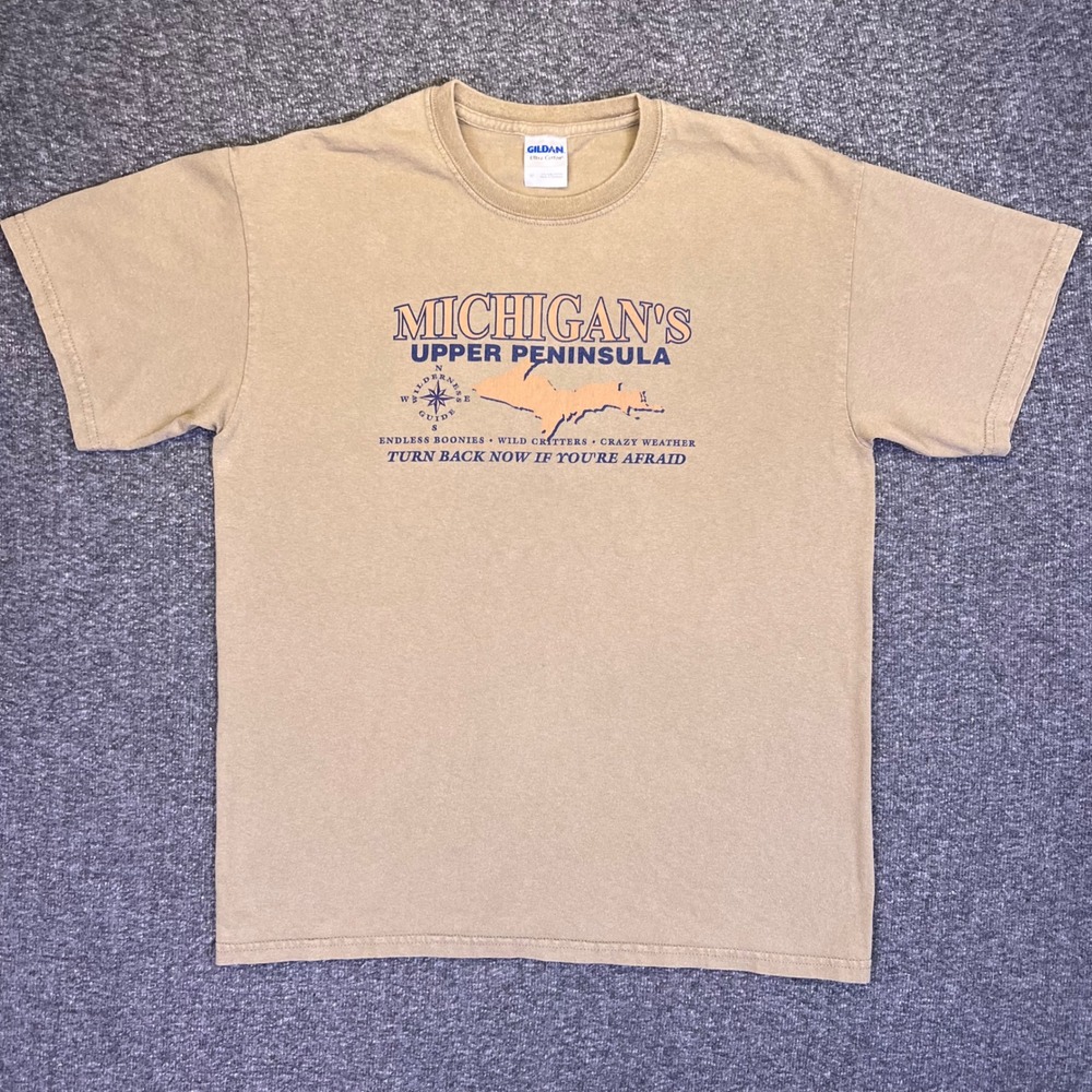 Michigan Upper Peninsula Shirt Mens M Graphic Outdoors Casual Hiking Wilderness